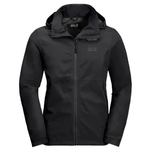 vente pas cher en ligne Promo 💯 Randonnee Pedestre Homme Jack Wolfskin Veste Imperméable Jack Wolfskin Evandale NOIR 🥰 10