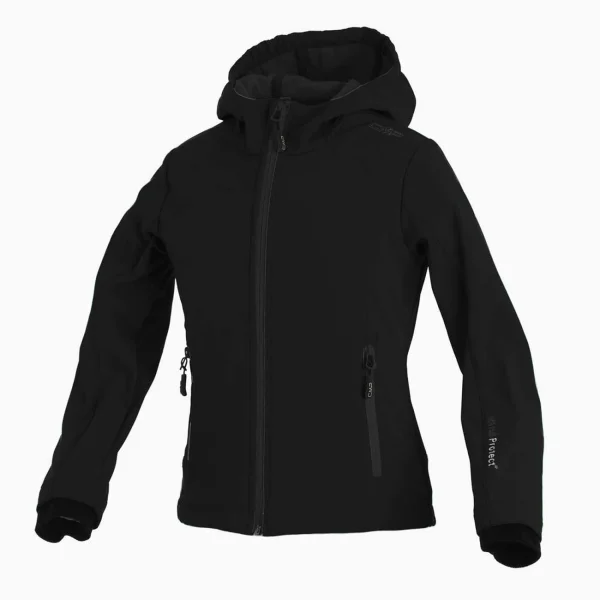 De gros ⭐ Ski Homme Cmp Cmp Softshell Jacket Fix Hood 👧 Girls NOIR 🔔 beauté 3